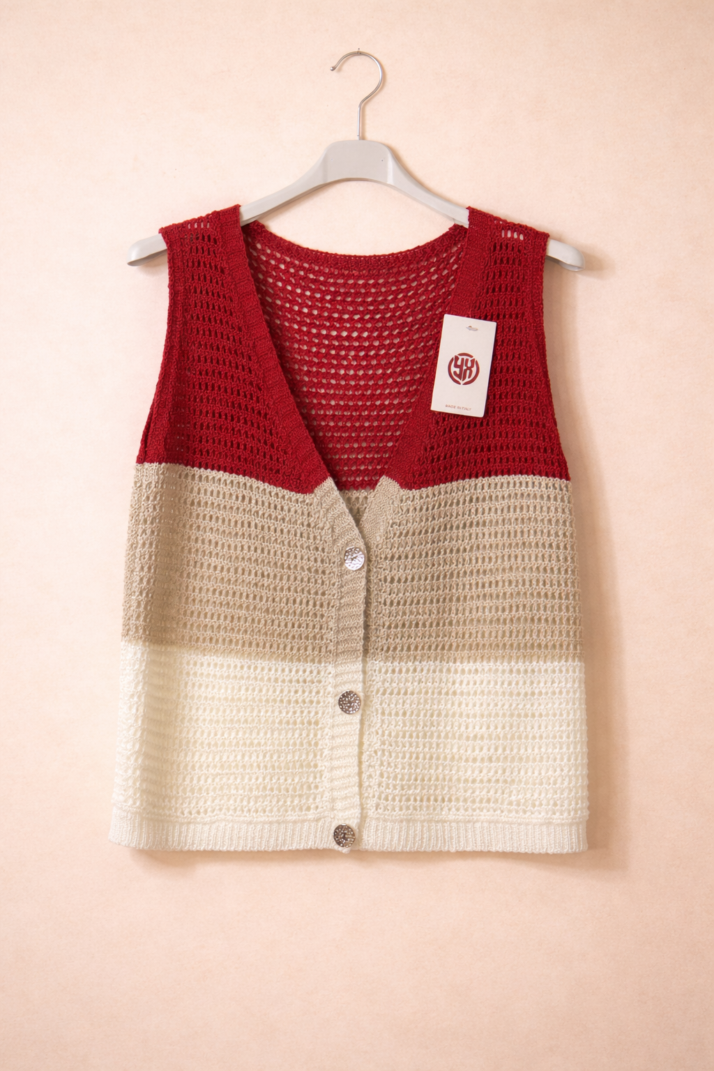 Gilet crochet color block – look chic & tendance été