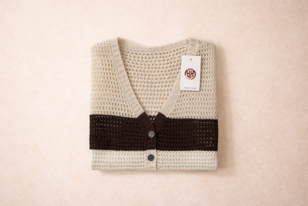 Gilet crochet color block – look chic & tendance été